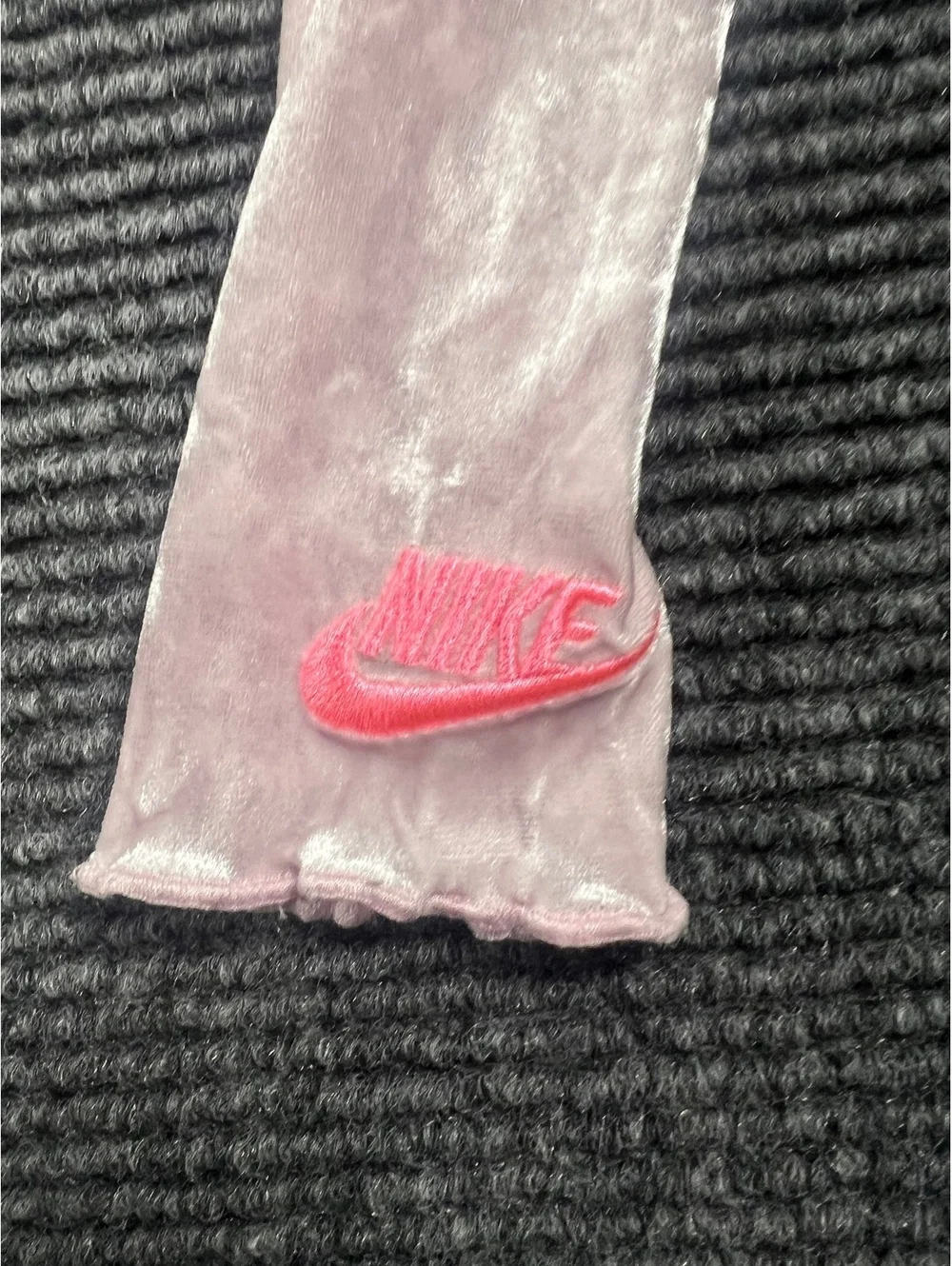 Nike Baby Girls' Pink Crushed Velour Leggings and Grey Sweatshirt Set - 18M